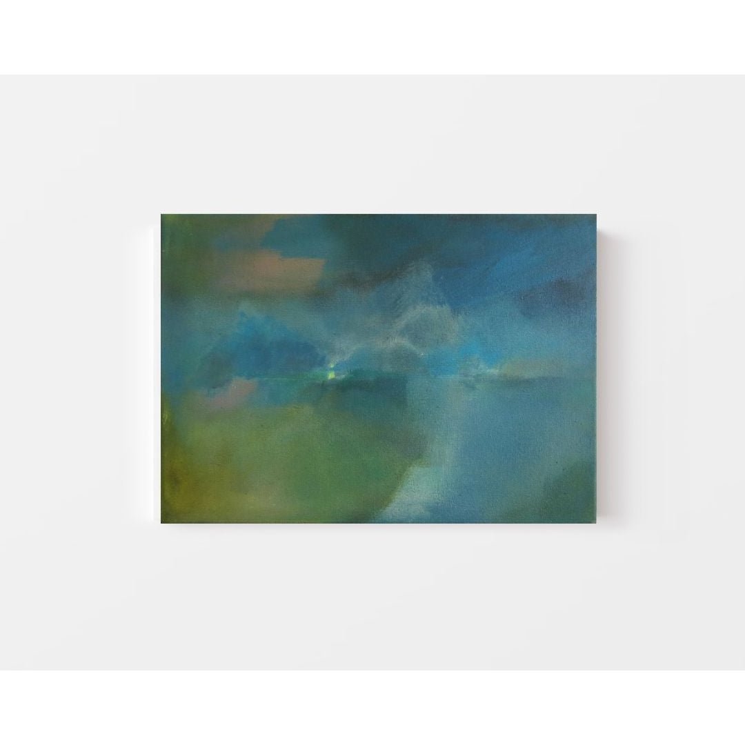 abstract landscape painting moonrise over the sea