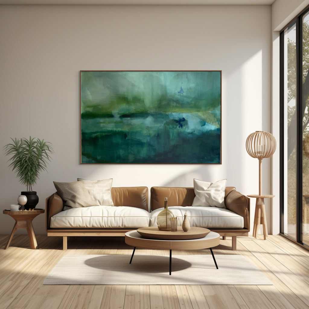 large green abstract landscape large bedroom room wall art